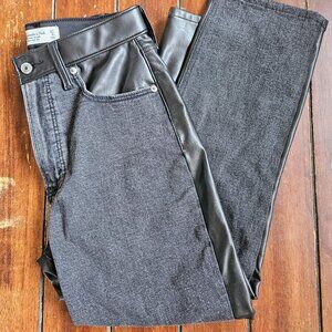 Abercrombie Ultra High Rise High Waisted Straight Leg Ankle Leather Jeans 4/27S